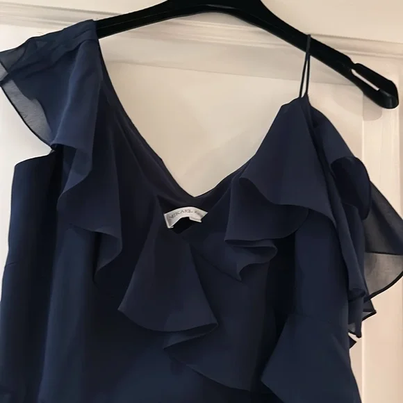 Mikael Aghal navy dress sz 8.  Beautiful and elegant. - Picture 5 of 7
